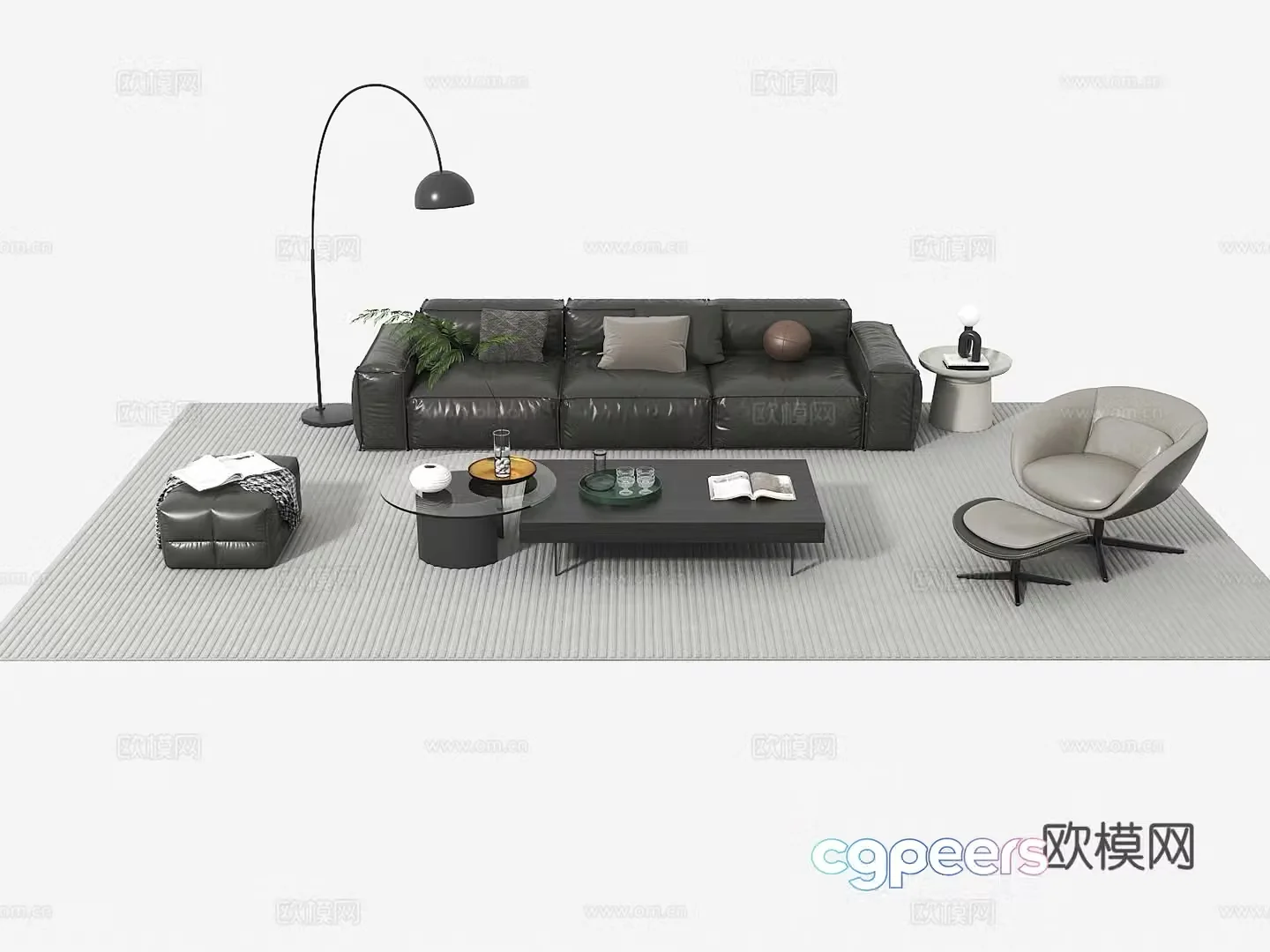 Italian sofa coffee table modular sofa 3d model