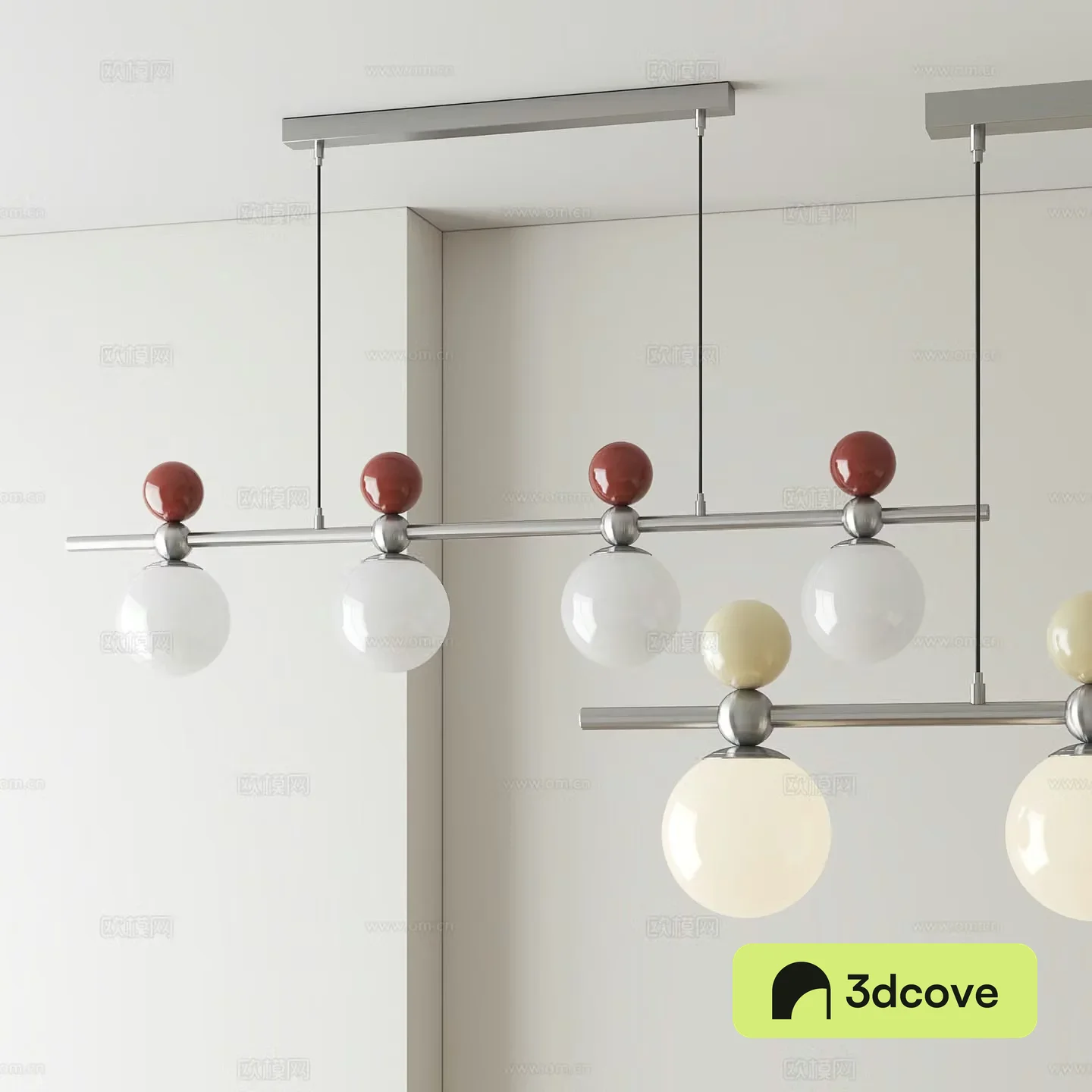 Cream style multi-head chandelier