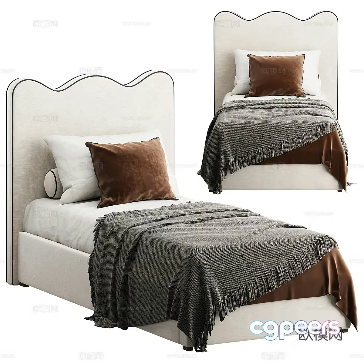 New Chinese style fabric children’s bed 3D model