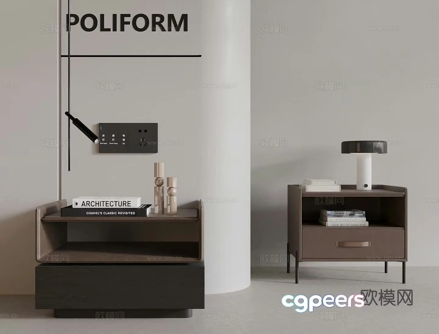 Italian bedside table 3d model