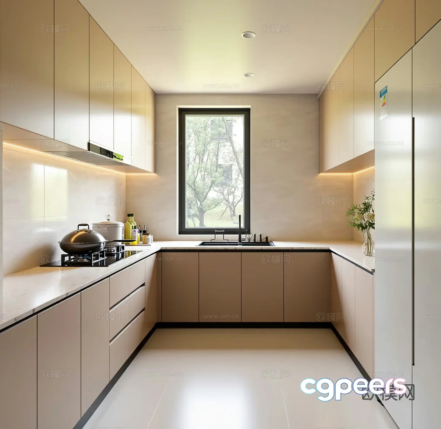 Modern Kitchen 3D Model – 16352 – VRAY Render