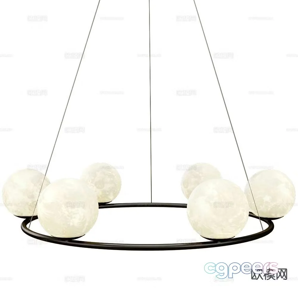 Alma moon lamp ring chandelier 3d model