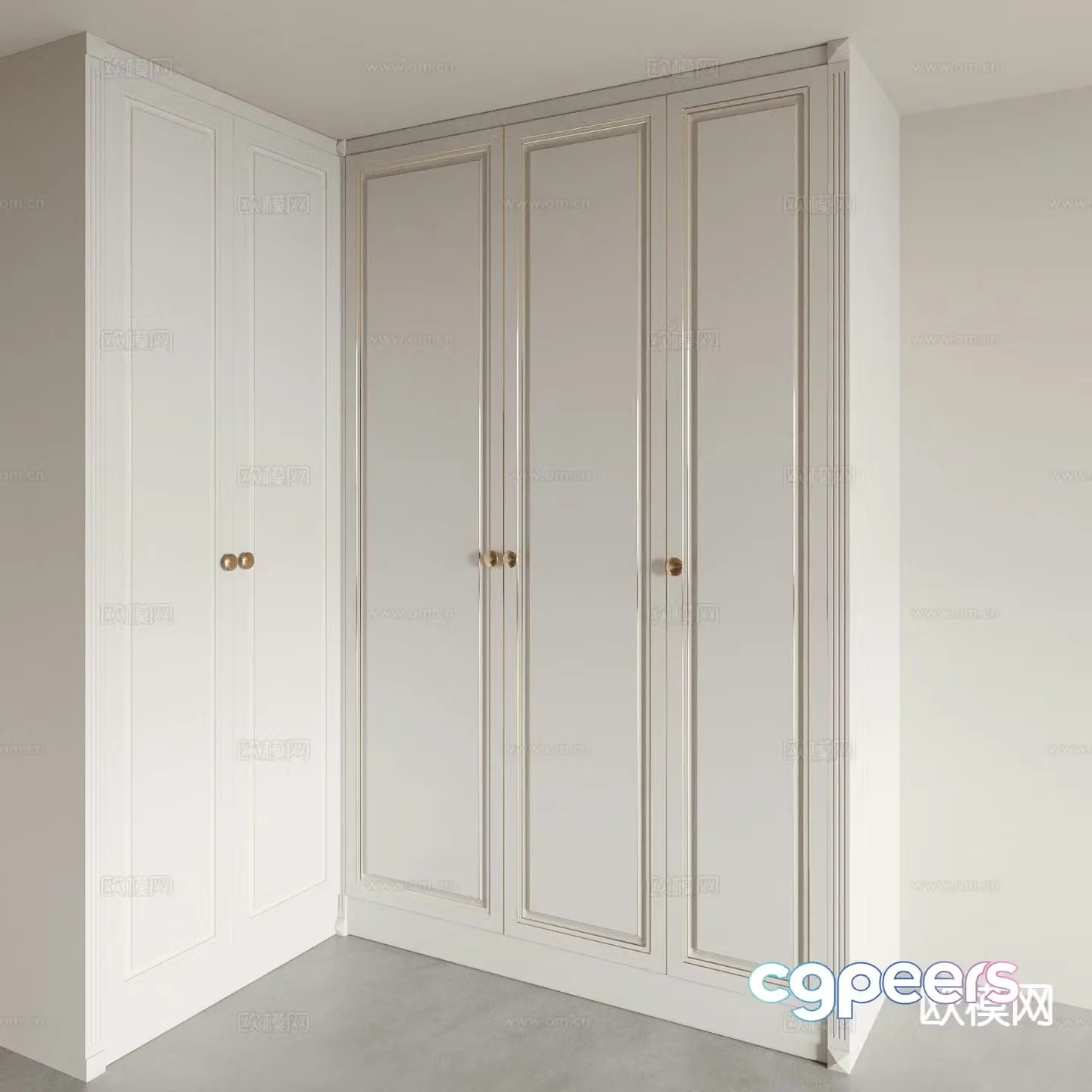 Simple European Wardrobe Wardrobe 3D model