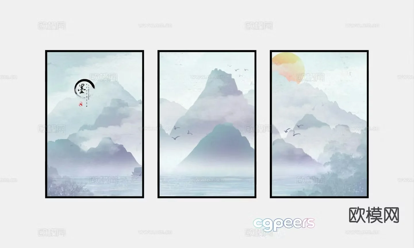 Chinese Zen hanging painting decorative painting 3D model