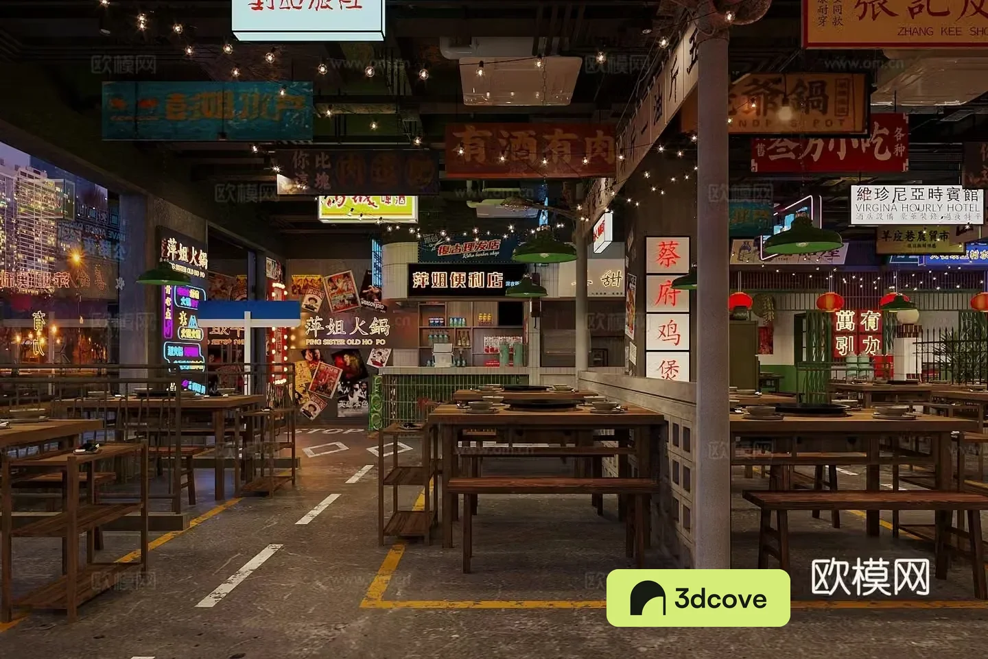 Industrial style nostalgic barbecue restaurant hot pot restaurant skewers restaurant Chinese restaurant hot pot tables and chairs