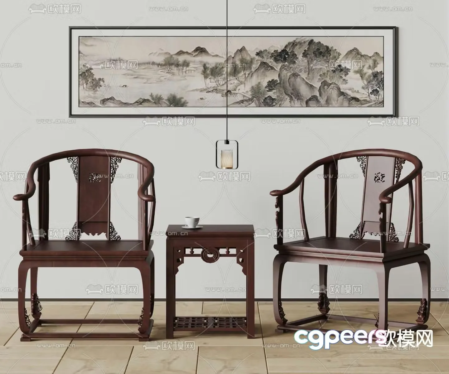 Chinese armchair Taishi chair solid wood chair 3d model