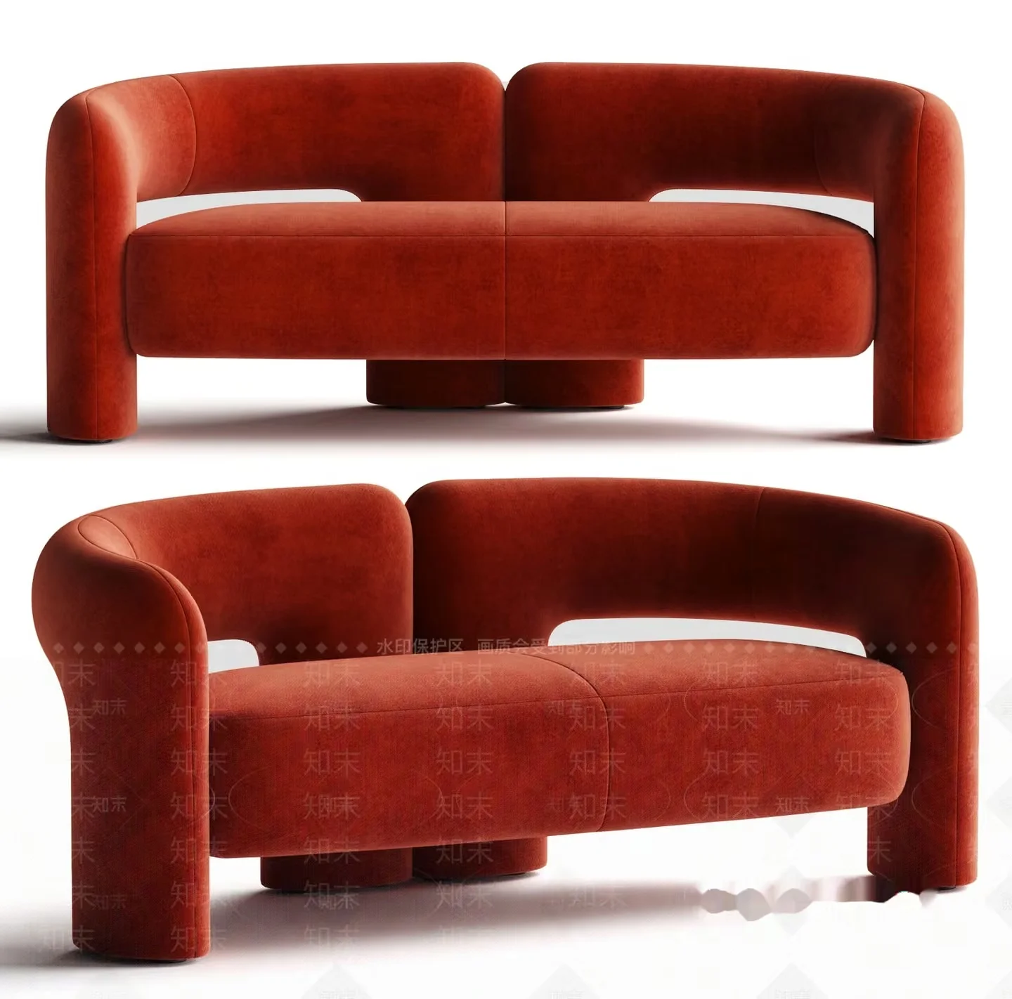 Modern Orange Couch 3D Model – 3529 – VRAY Render