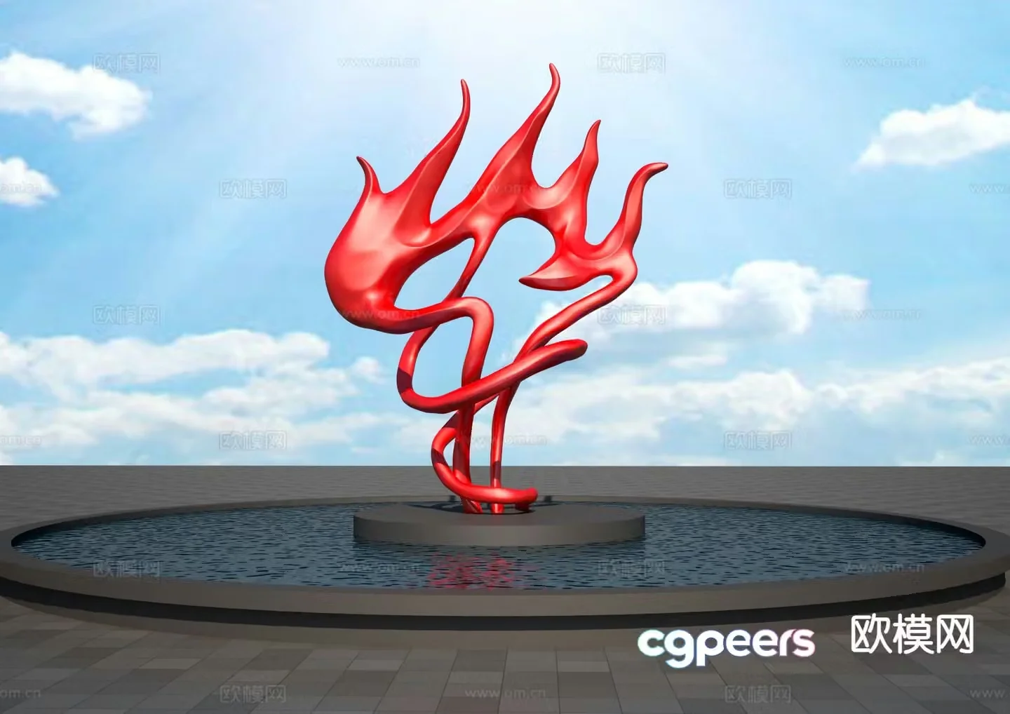 Torch sculpture urban sculpture 3d model