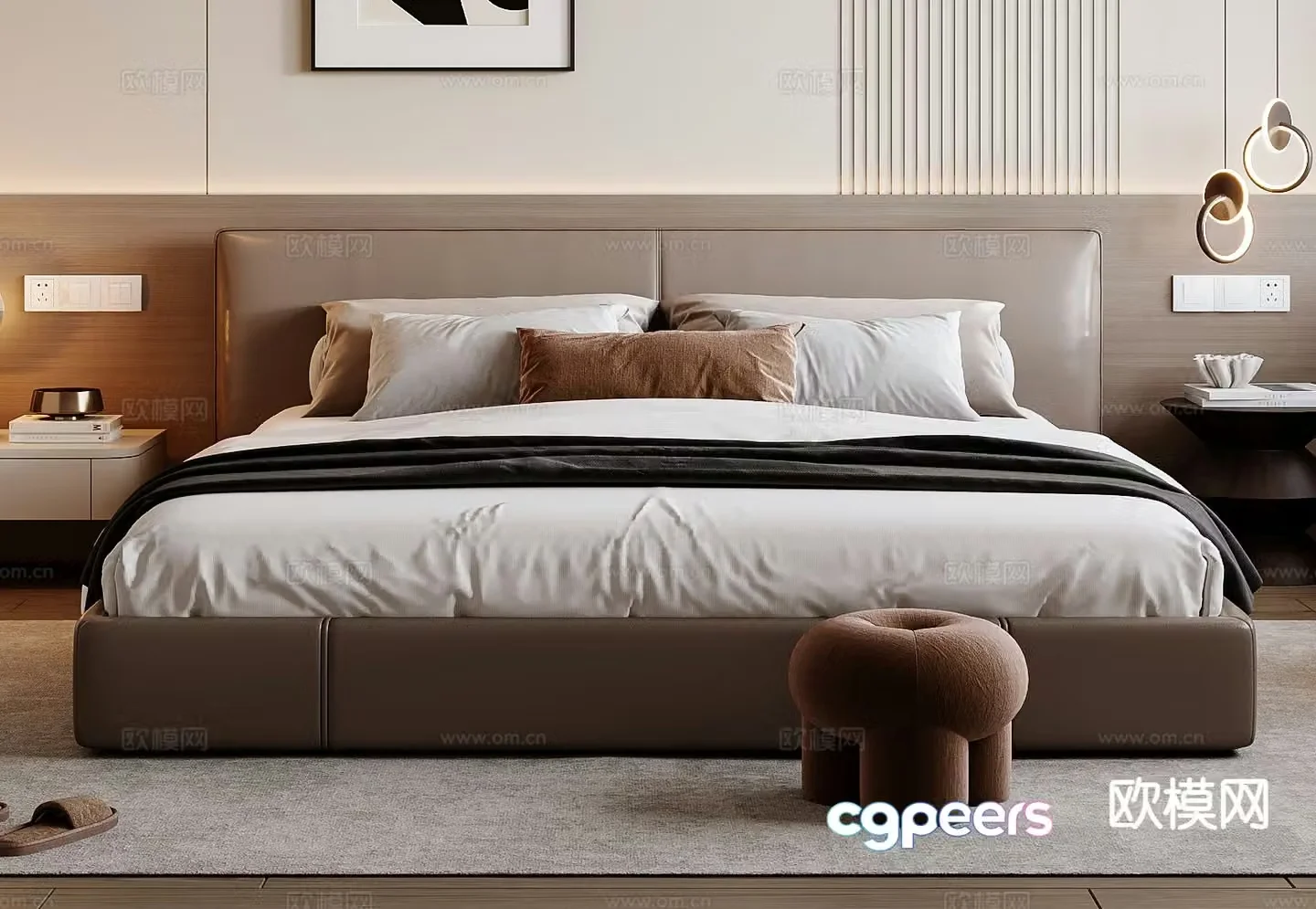 Modern double bed 3d model