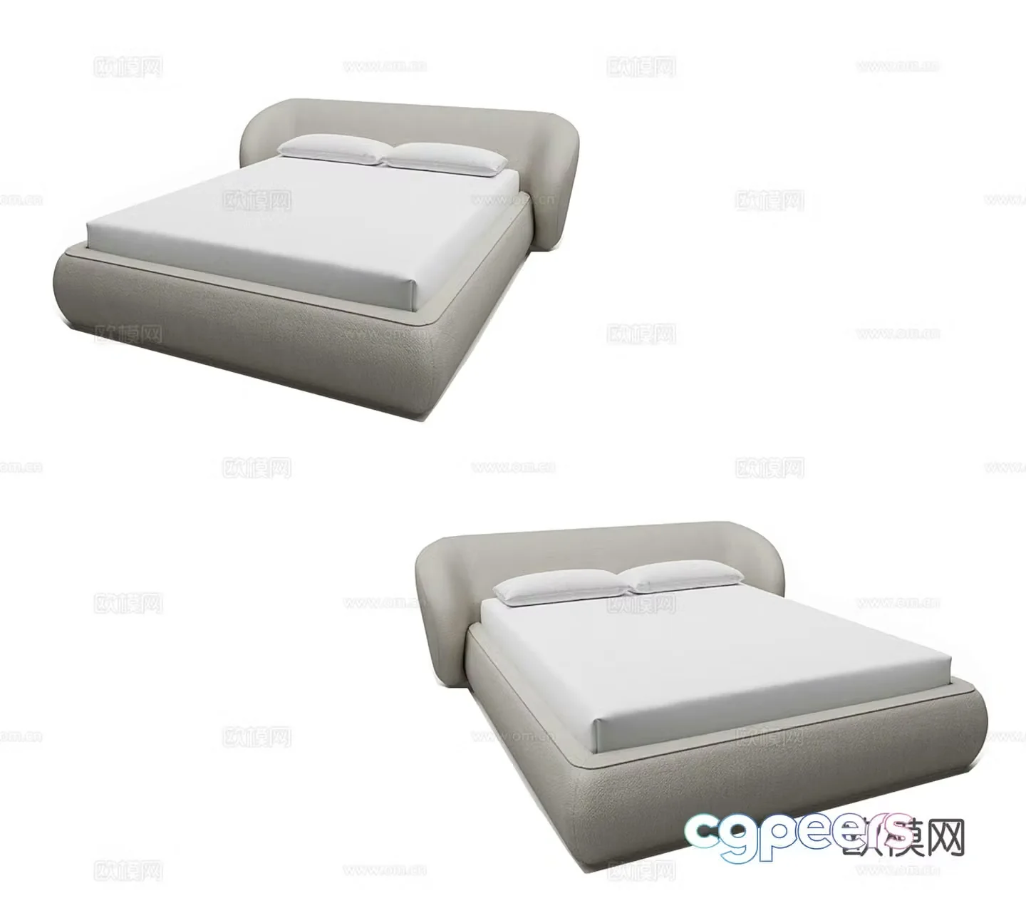 Modern simple double bed Double bed Simple bed Bedroom bed Pillow 3D model