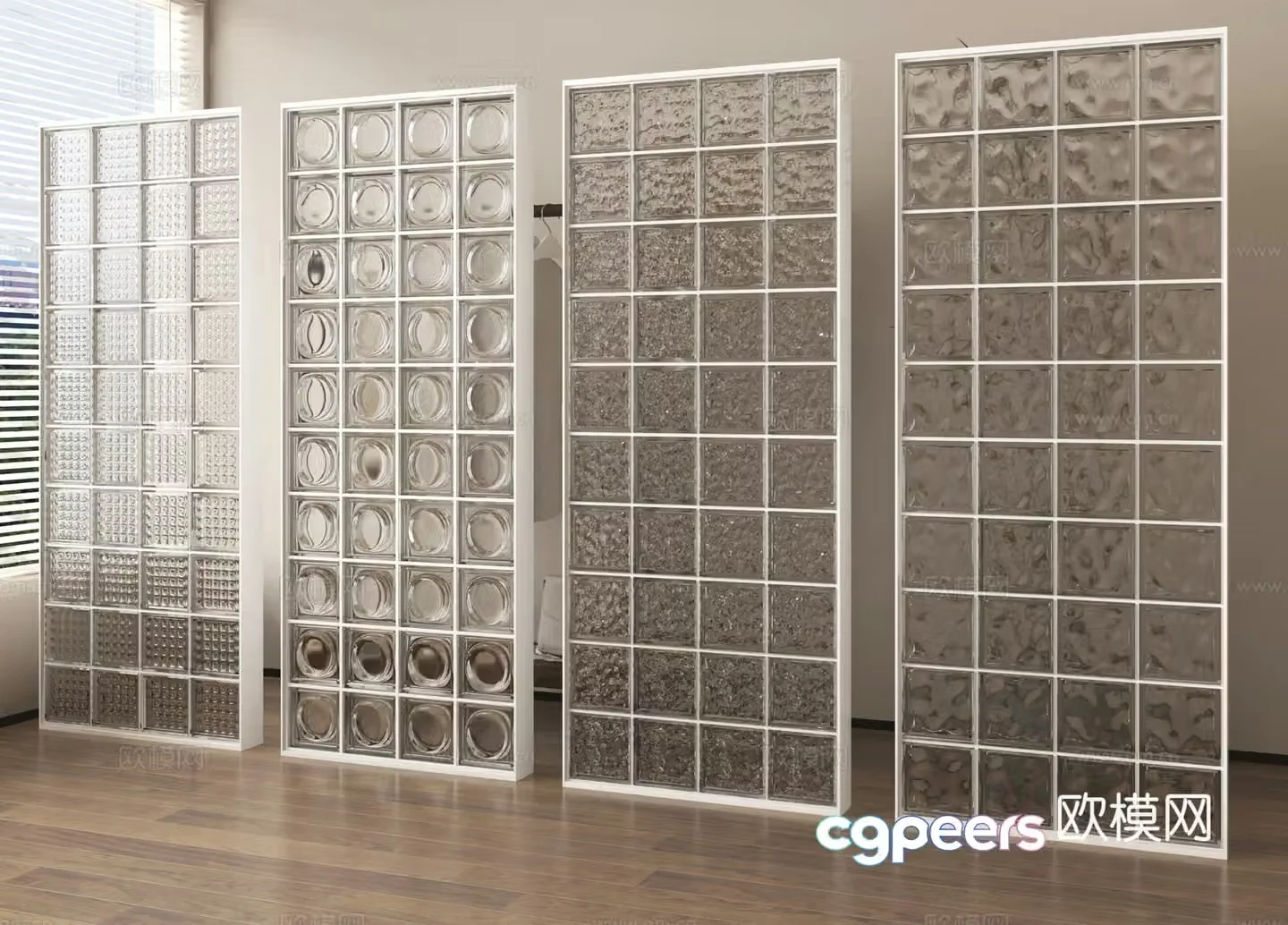 Glass screen partition glass brick 3d model