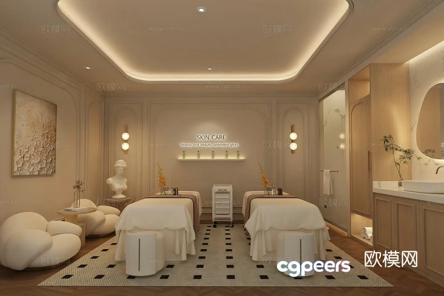 French beauty salon beauty room French beauty spa beauty salon design 3D model