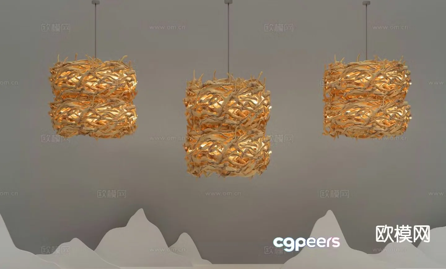 New Chinese style chandelier solid wood chandelier 3d model