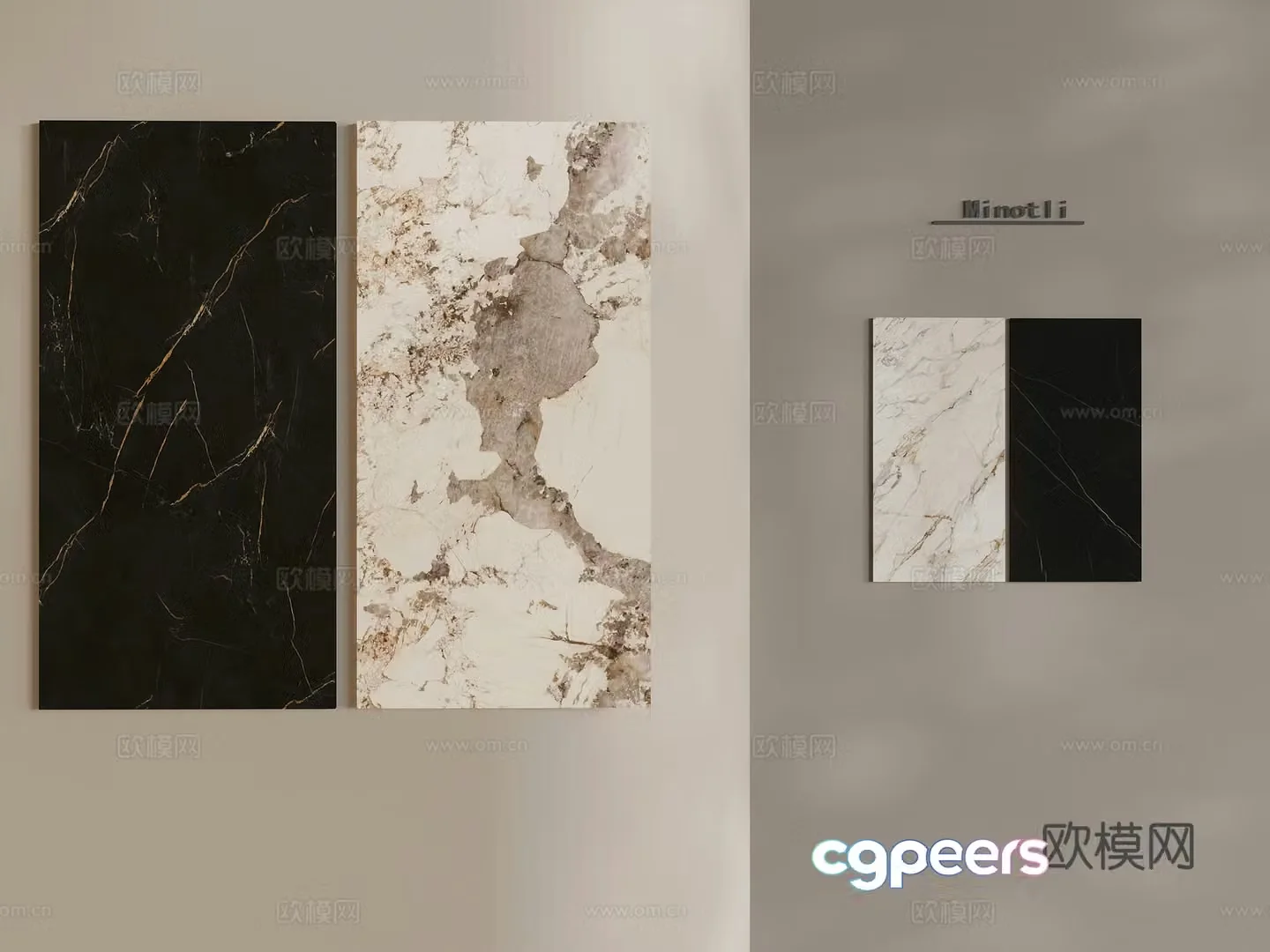 Modern translucent stone background wall 3d model