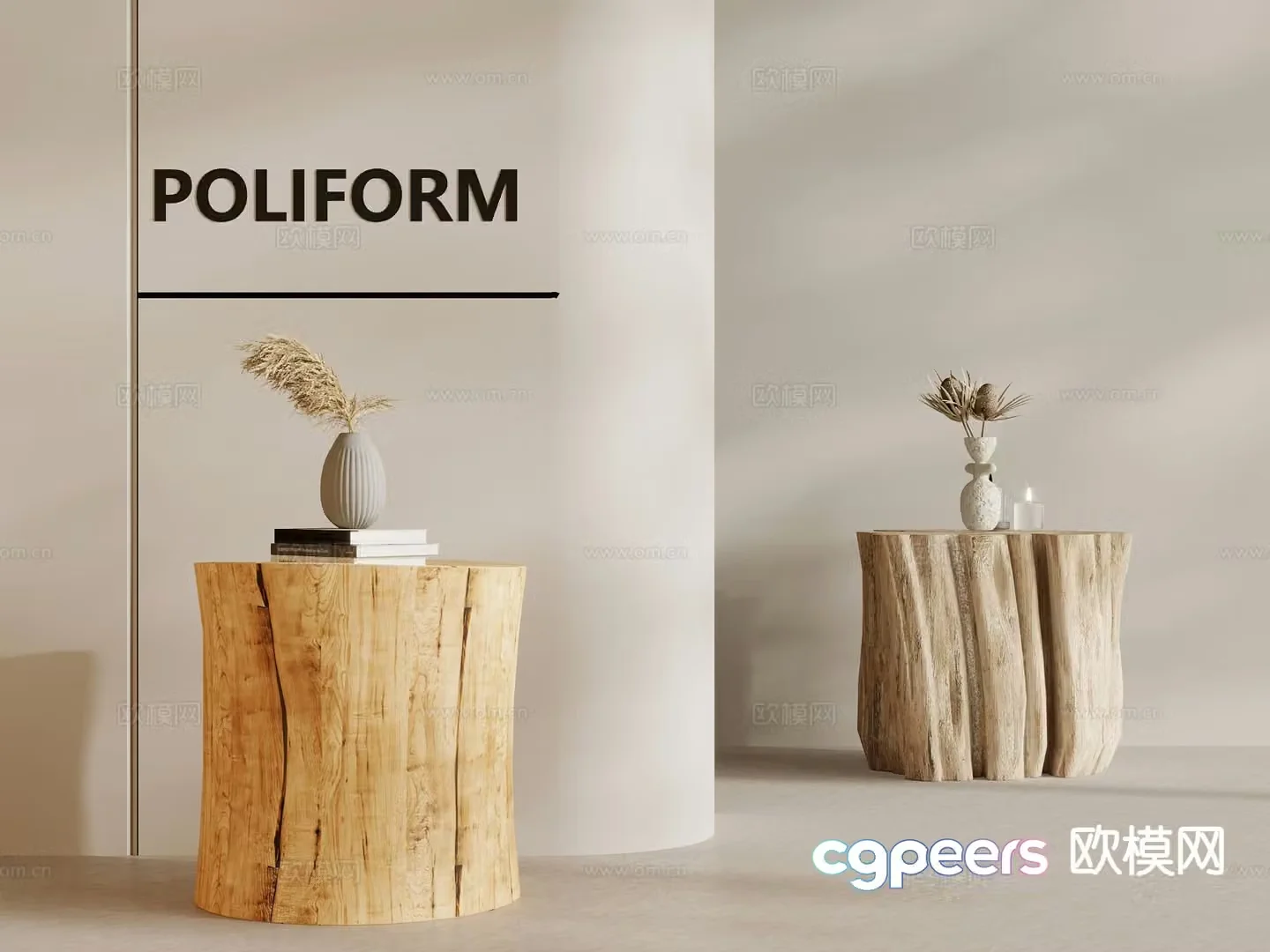 wabi-sabi bedside table 3d model