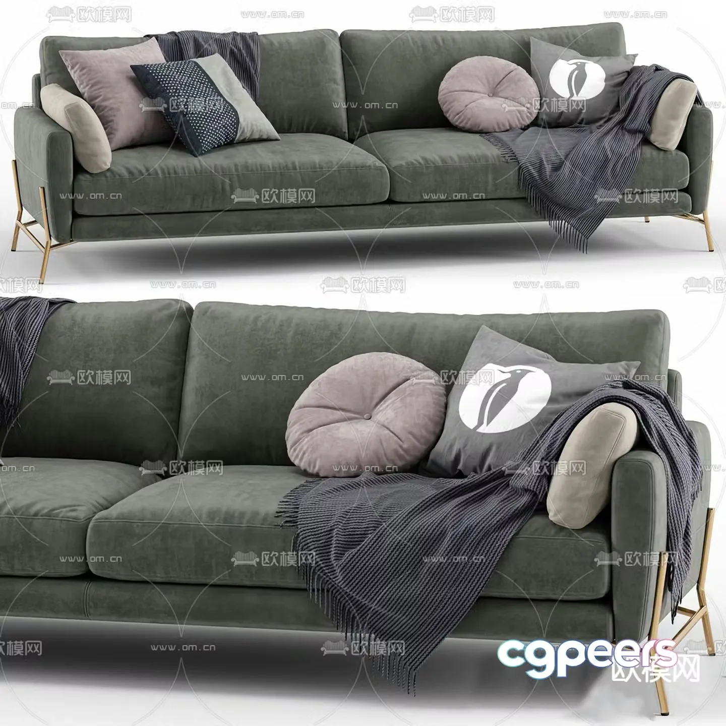 Calligaris modern fabric multi-seater sofa 3d model