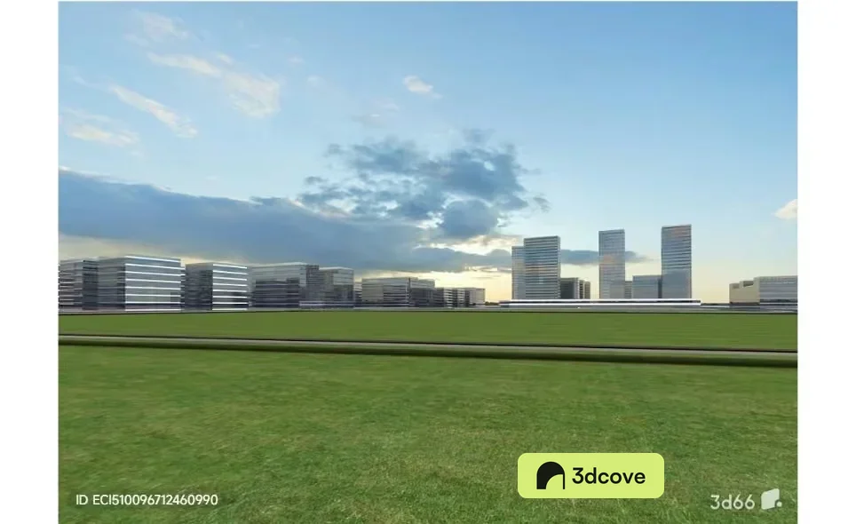 Cityscape With Grassy Field