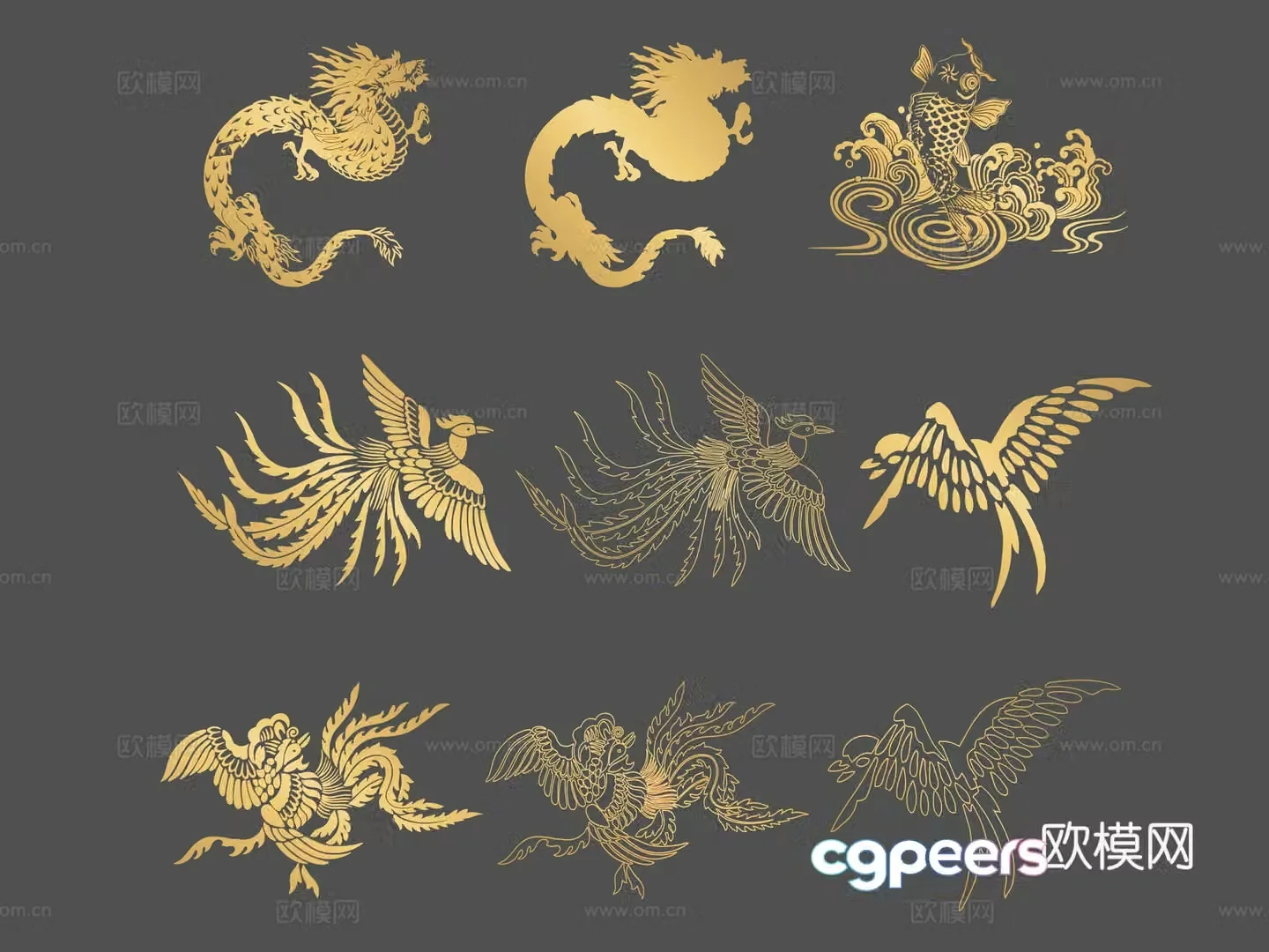 Divine beast unicorn lion mythical pattern mountain and sea scripture paper cutting silhouette wall decoration decoration 3d model