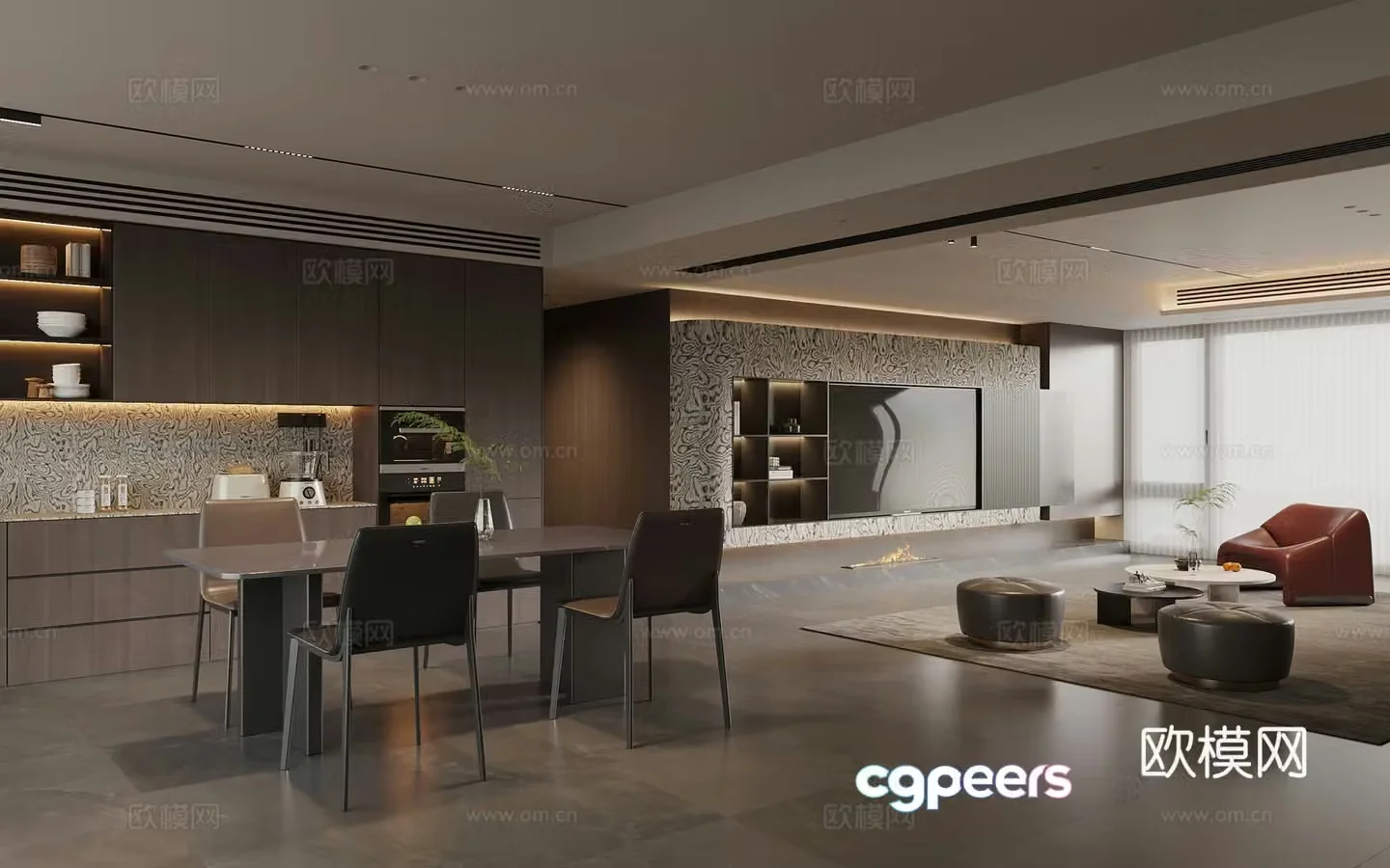 Modern Italian living room 3d model
