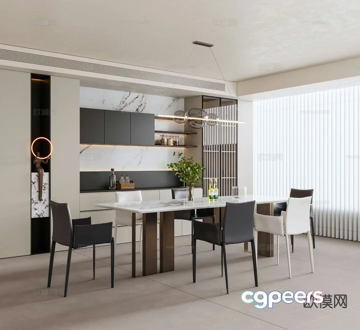 Cream style restaurant 3d model