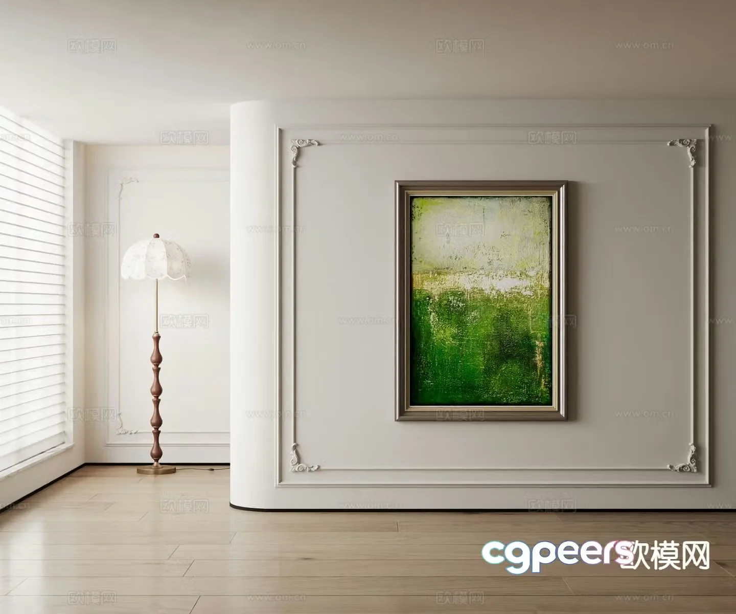 American decorative painting green oil painting 3d model