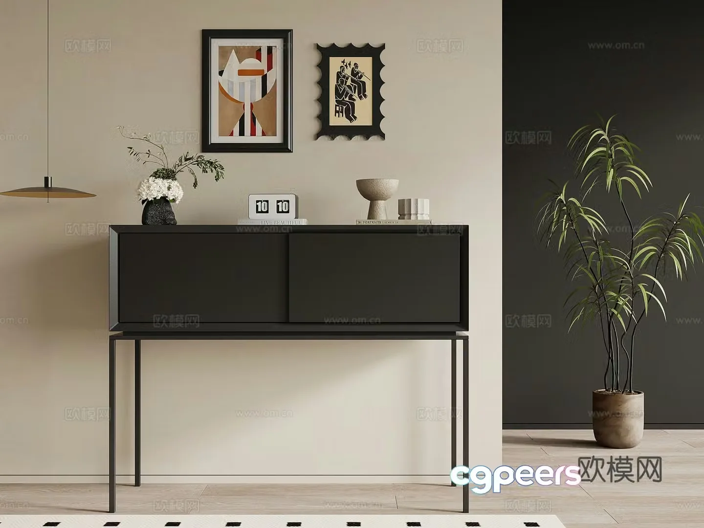 Entrance cabinet modern side cabinet end view cabinet 3D model