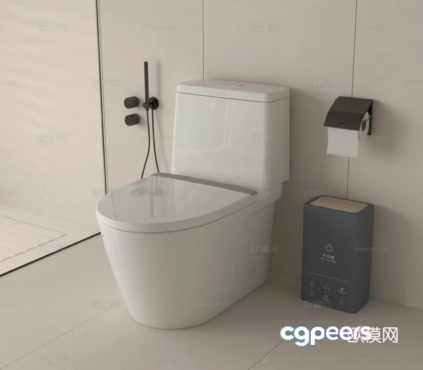 Toilet toilet trash can 3d model