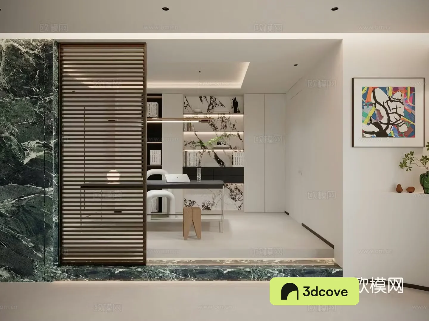 Modern simple study 3d model
