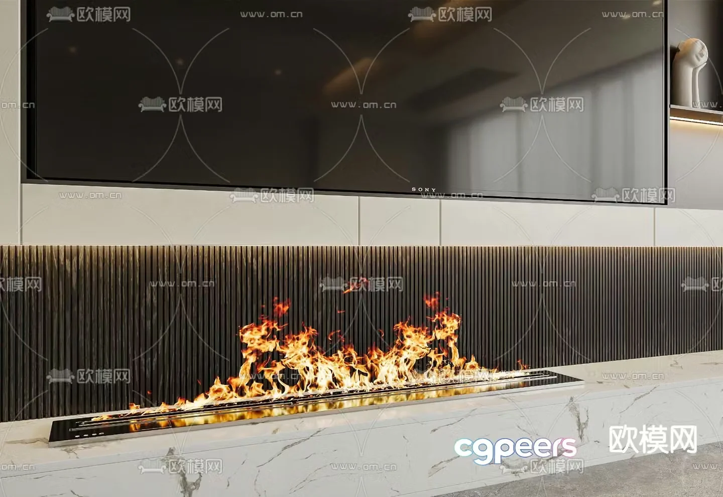 Electronic Fireplace Flame 3d Model