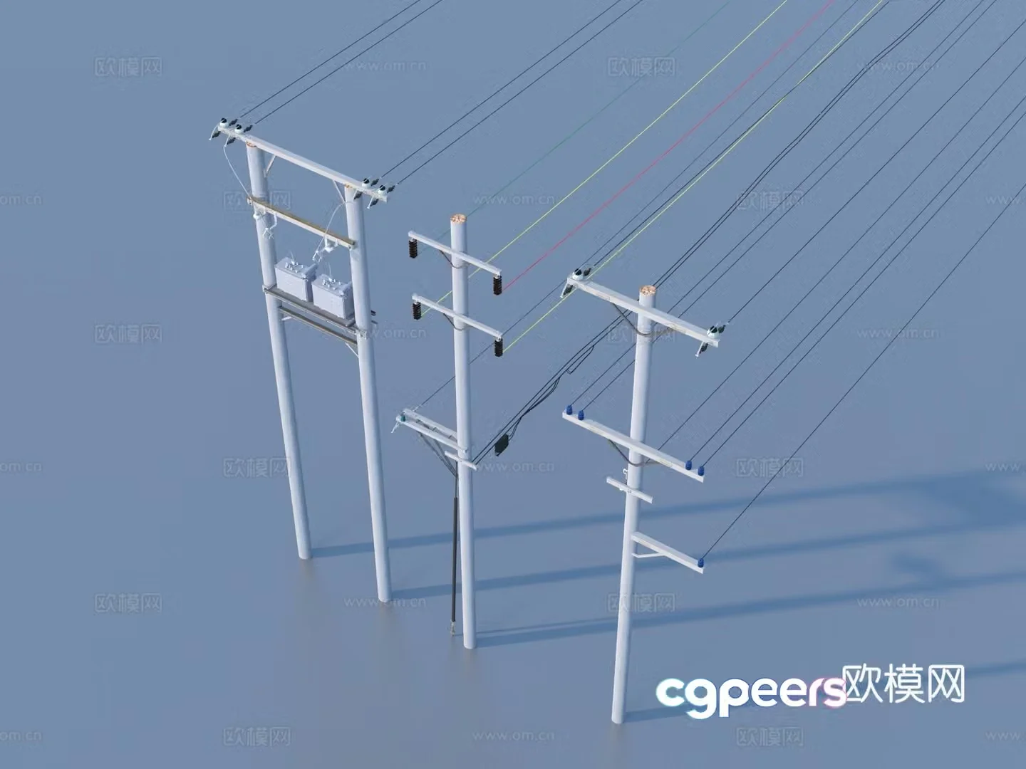 Telephone pole Wire High voltage wire AC wire 3D model