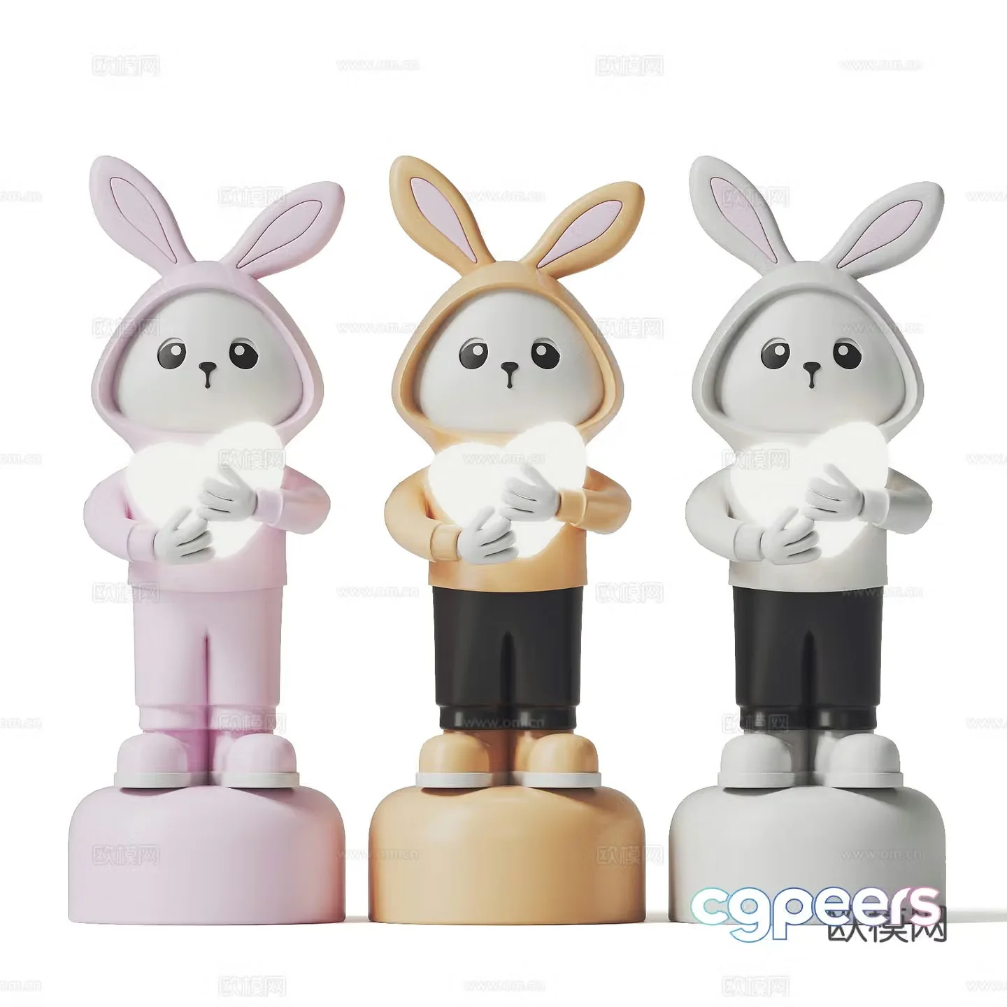 Modern little rabbit fashion ornament 3d model
