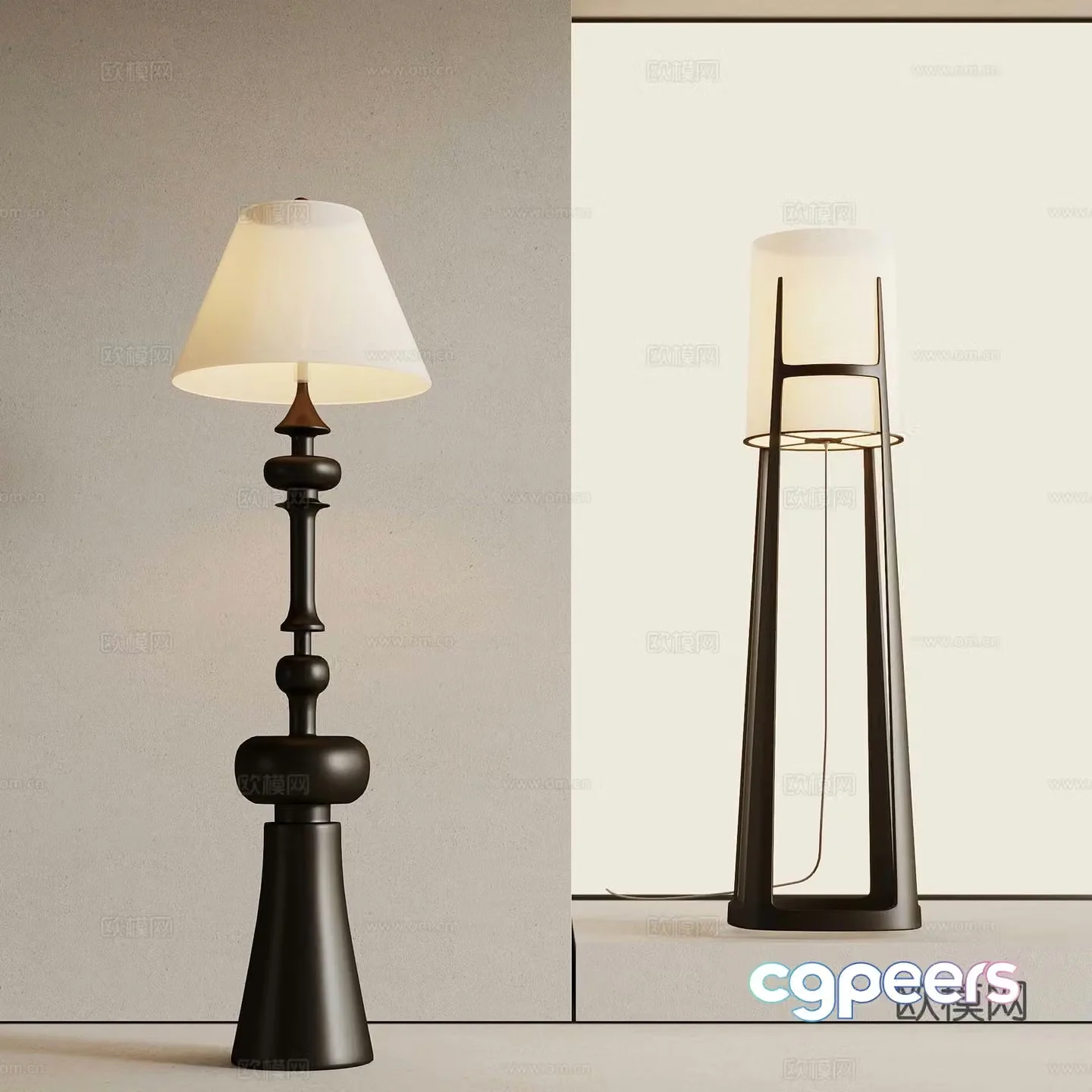 French medieval style floor lamp 3d model