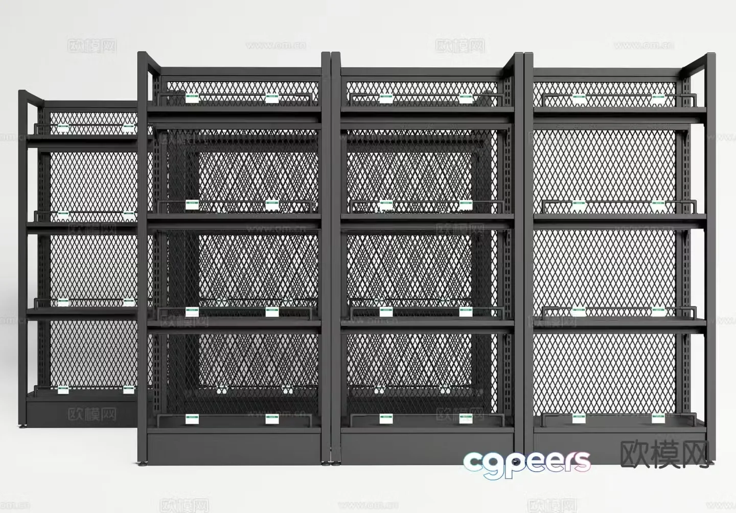 Modern shelves supermarket shelves 3d model