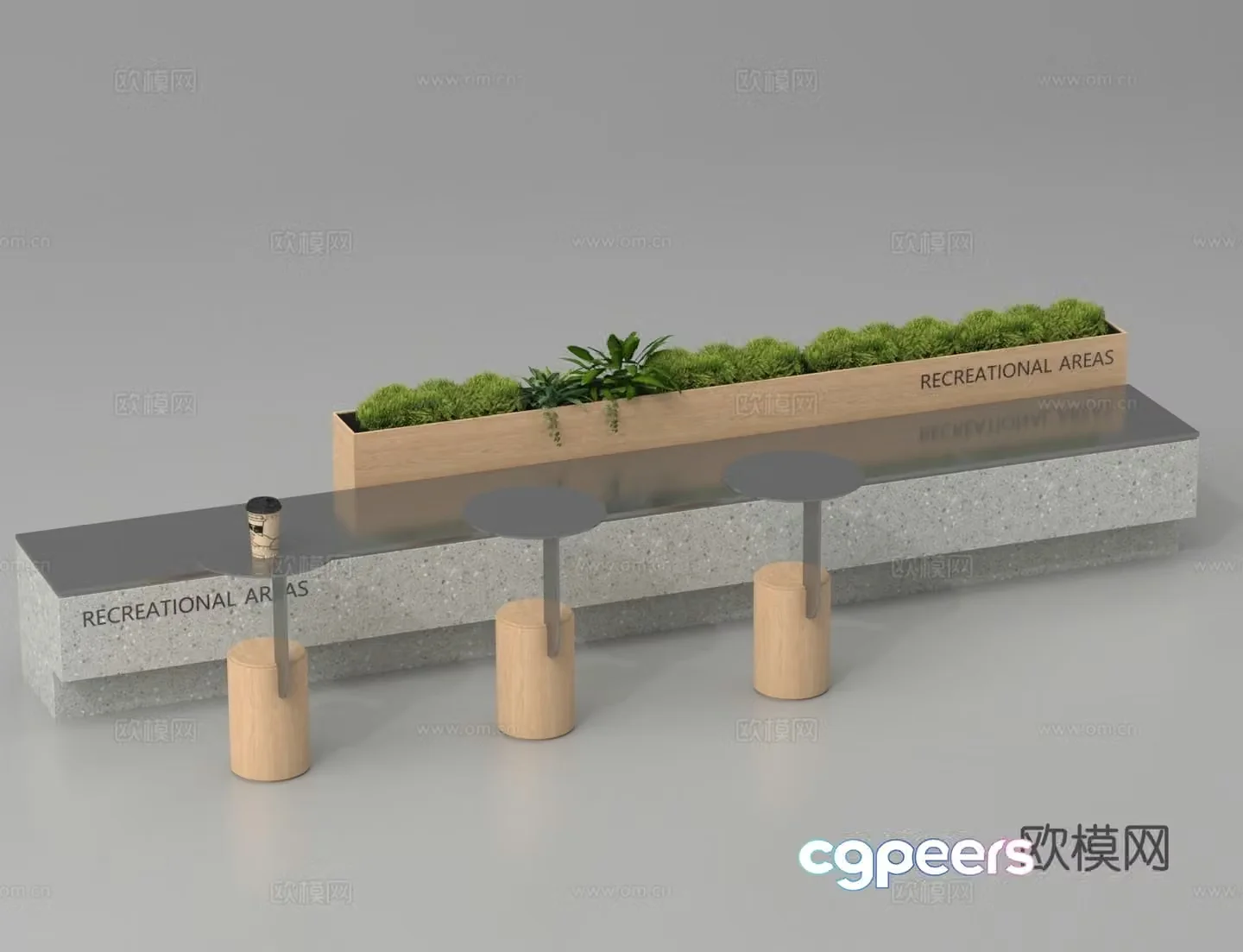 Landscape seats Outdoor seats Park seats Long bench Public seats 3d model