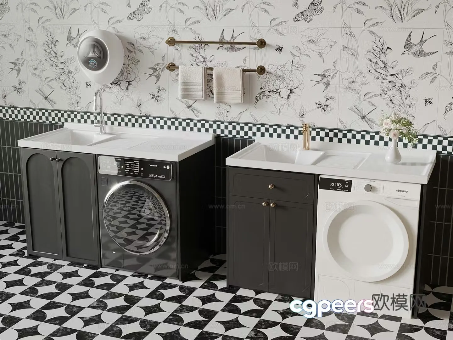 Washing cabinet French washing cabinet Bathroom cabinet 3D model