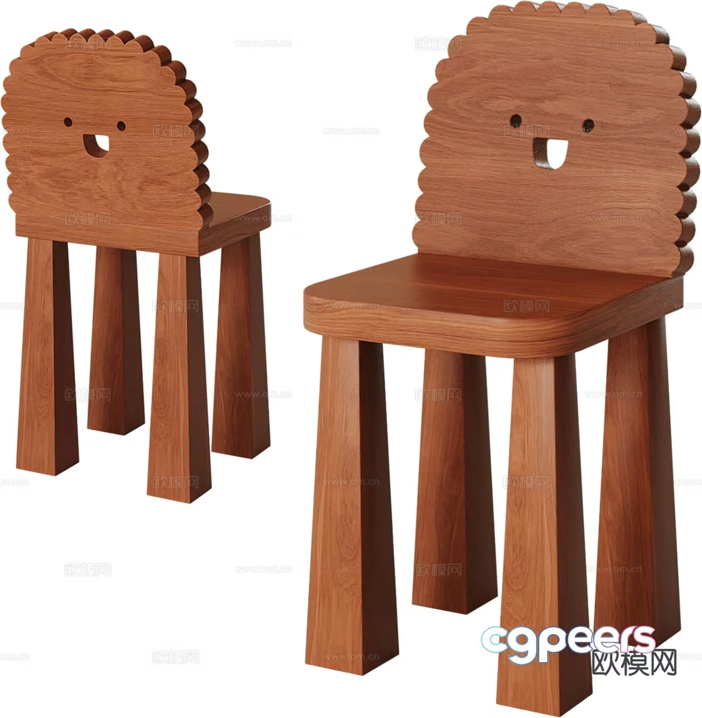 Medieval style children’s chair dining chair wooden chair 3D model