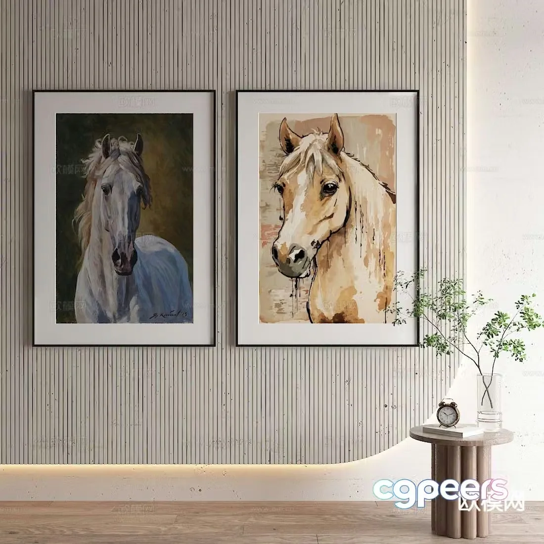 Nordic decorative painting oil painting horse painting 3d model