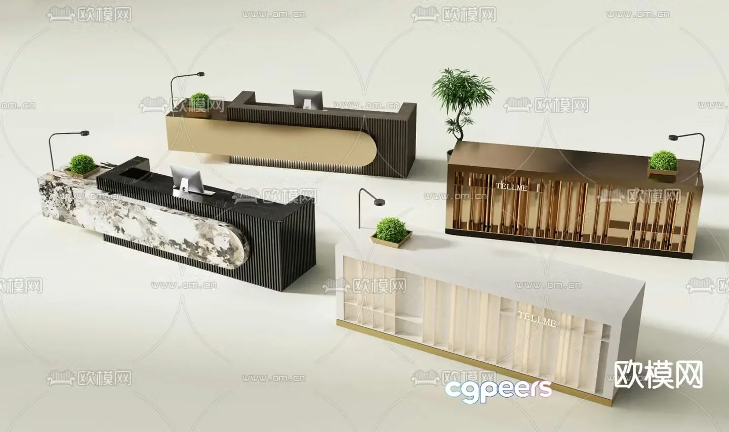 Front desk reception desk service desk information desk 3d model