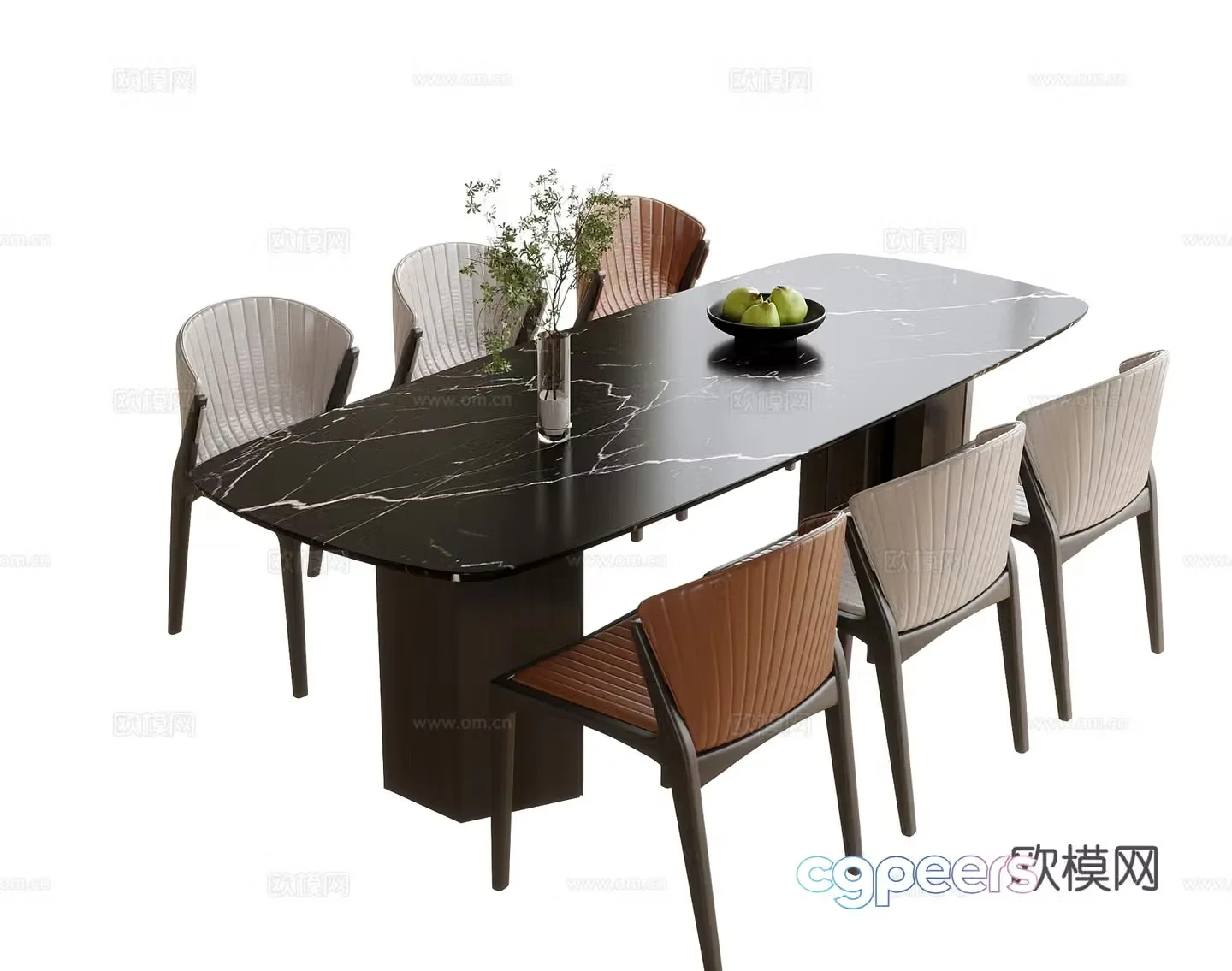 Modern dining table and chair dining chair dining table 3d model