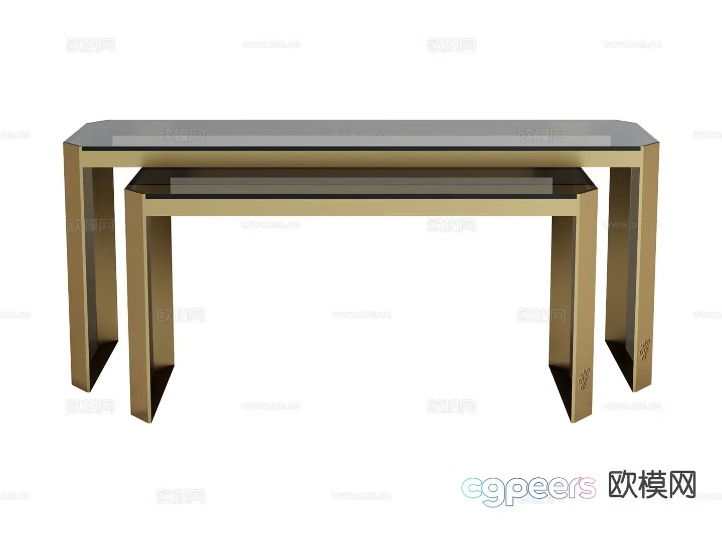 visionnaire light luxury side view table console table 3d model