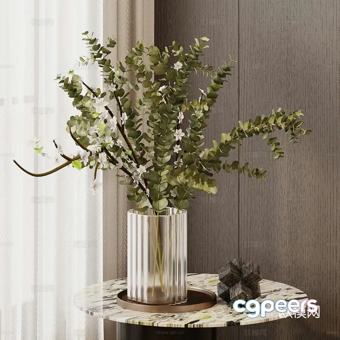 Modern flower art Indoor landscape flower art Living room dining table vase ornaments Hotel lobby flower art ornaments 3D model