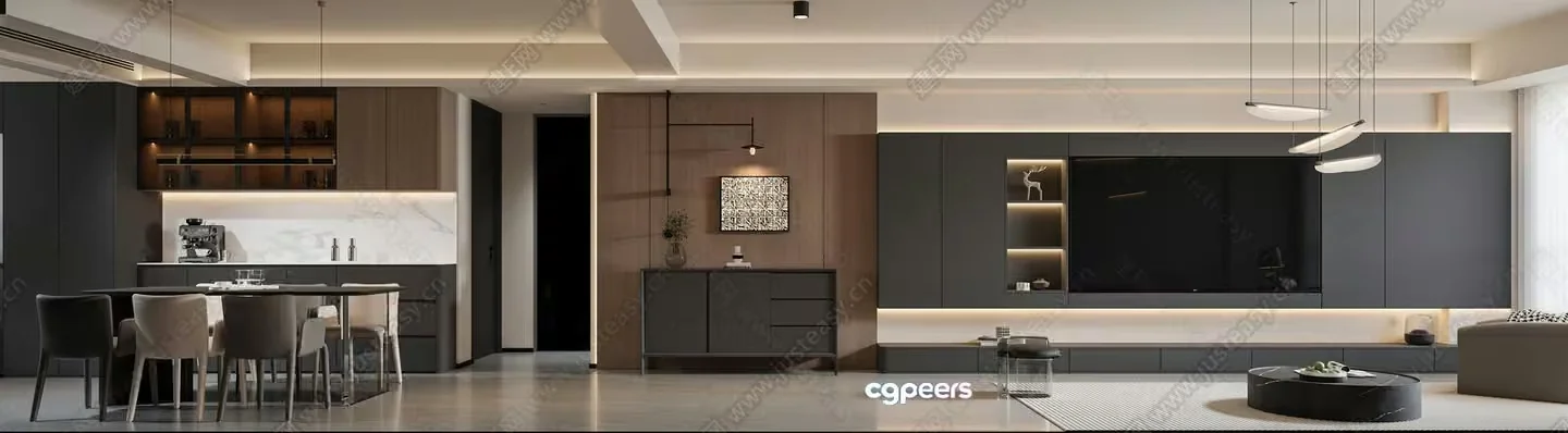 Modern Living Room 3D Model – 5899 – CORONA Render