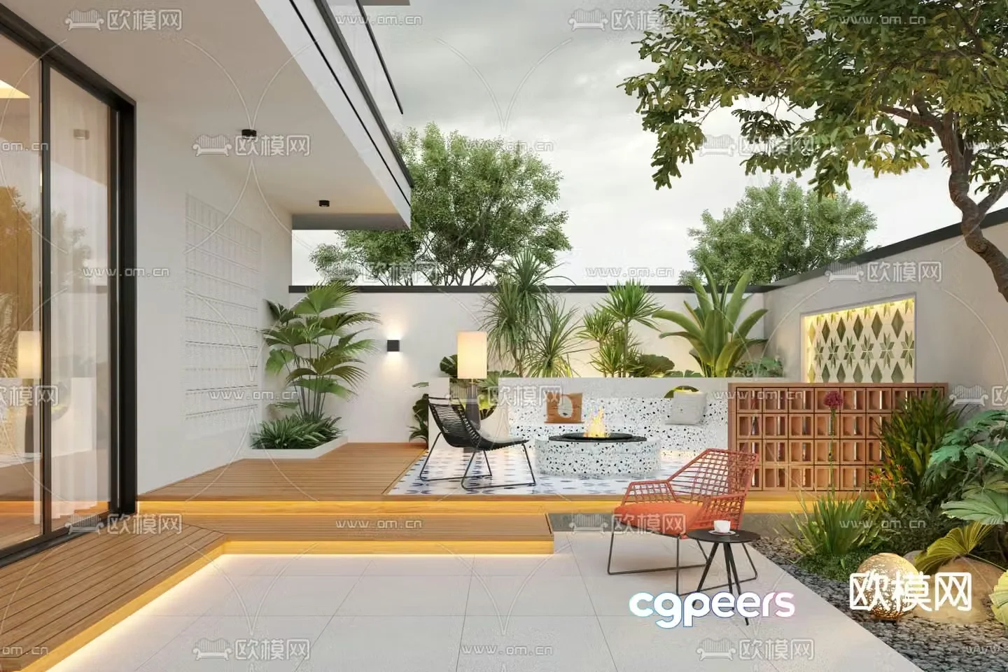 Modern courtyard landscape 3d model