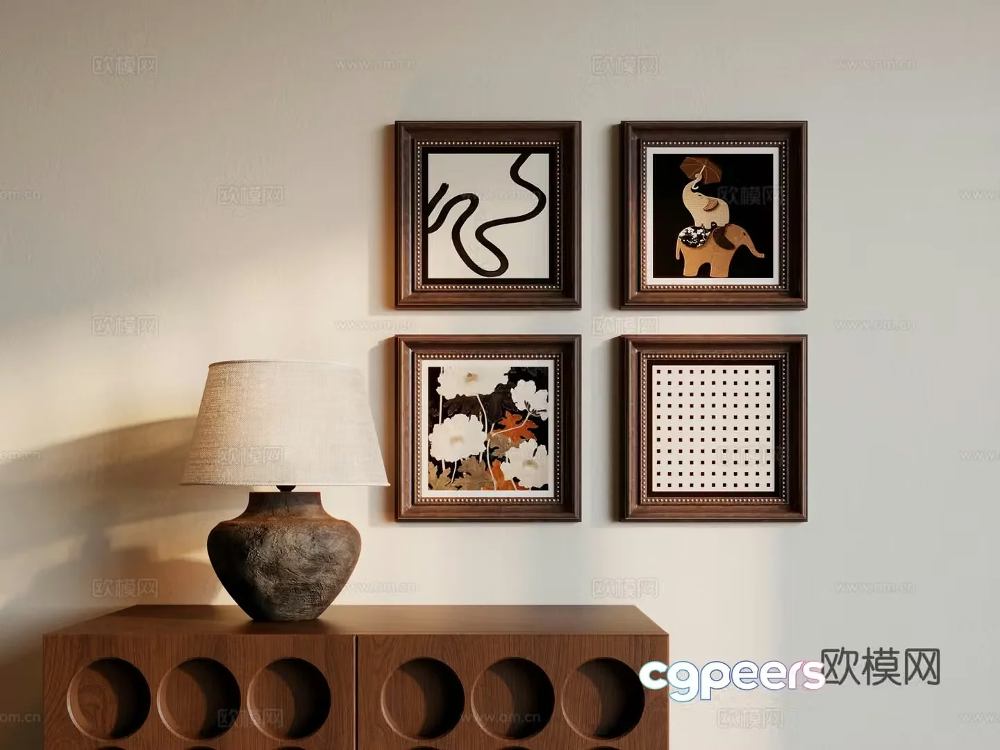 Medieval style hanging painting abstract painting decorative painting 3D model