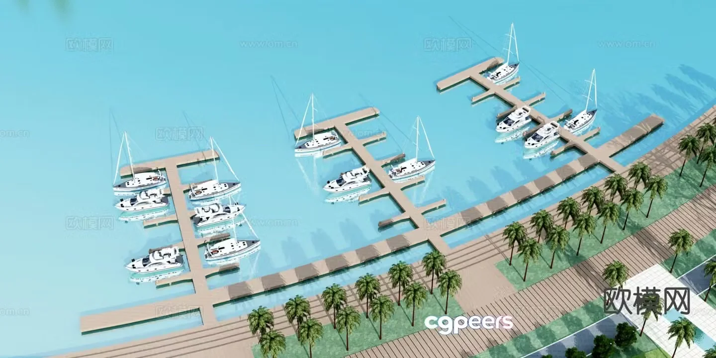 Waterfront landscape park landscape 3d model