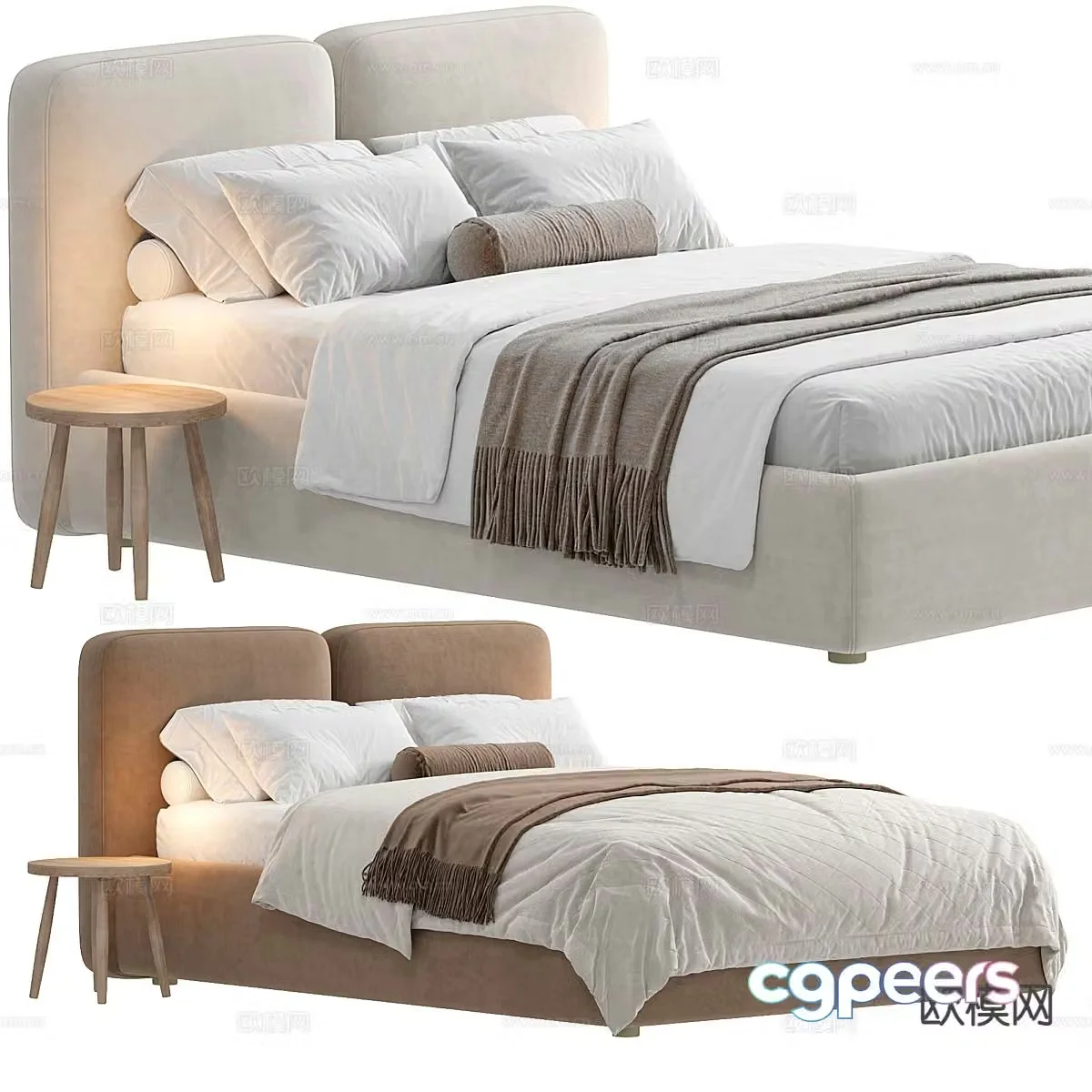 Modern double bed 3d model