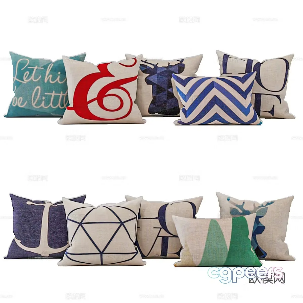 Nordic pillow pillow combination pattern pillow pattern pillow pillow pillow pillow pillow 3D model
