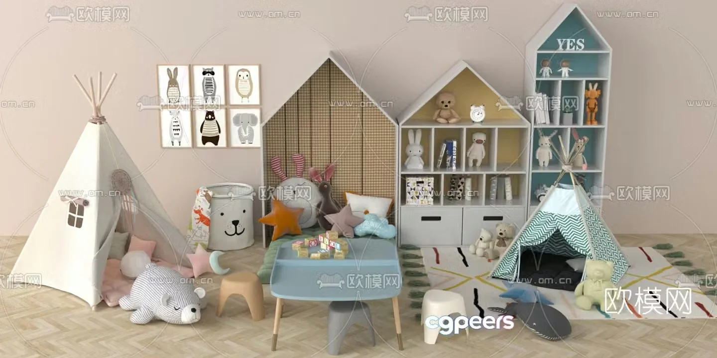 Nordic children’s toy room hood 3d model