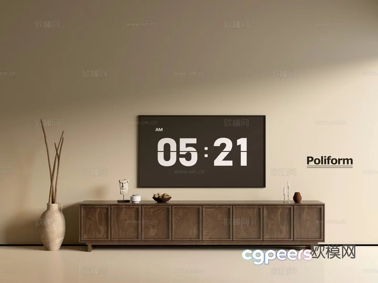 Modern wood grain TV cabinet simple side cabinet chest of drawers low cabinet whole cabinet side cabinet balcony 3D model