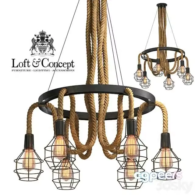 3ds Max Free – Chandelier Loft Rope Chandelier cage VI
